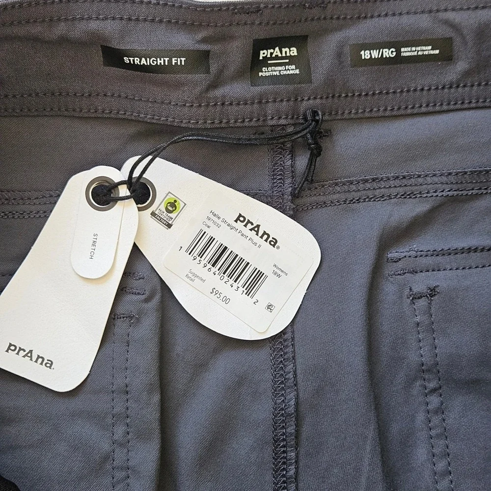 prAna Halle Straight Pant Plus‎ II Coal Gray 18W/RG 1971032 Hiking Outdoor New
